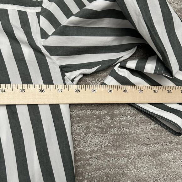 Banana Republic Shirt Womens XXL Gray White Striped Oversized Long Sleeve - Picture 12 of 13